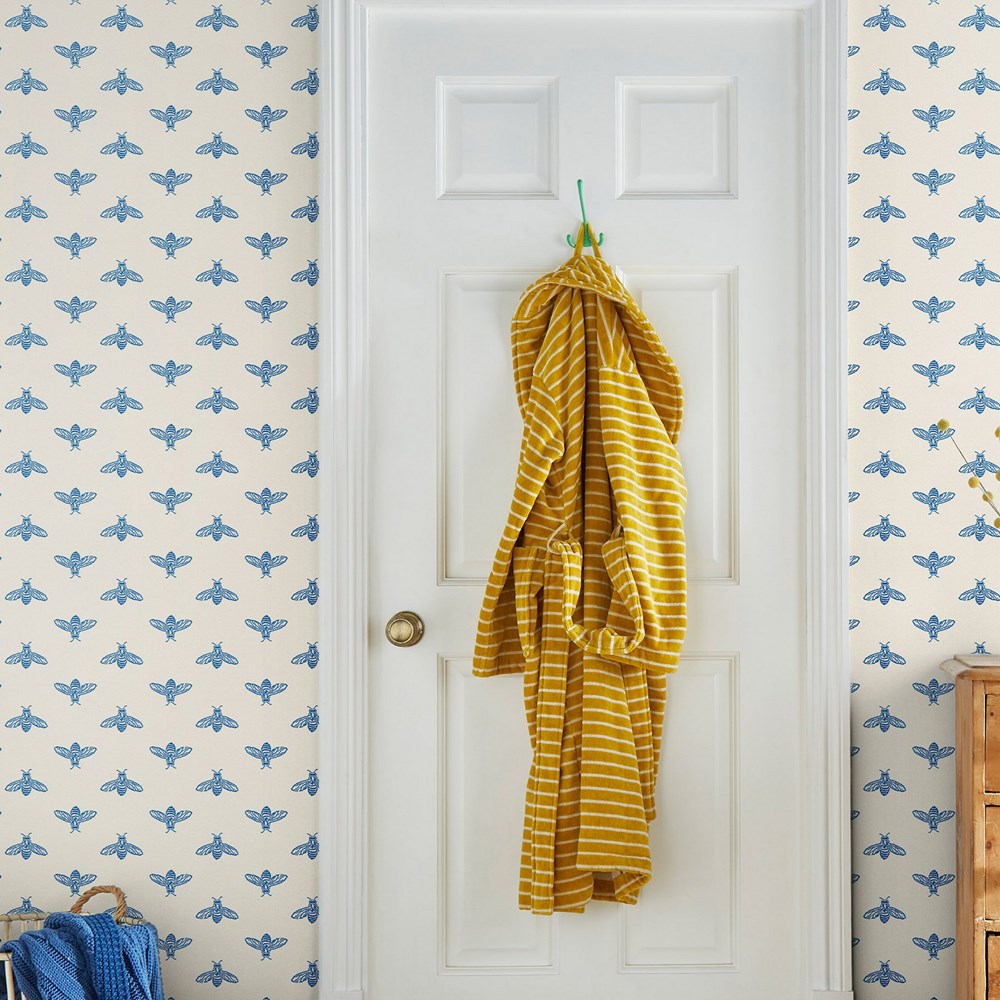 Block Print Bee Wallpaper 118545 by Joules in Blue Haze